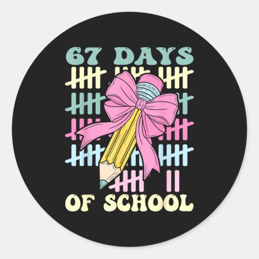 67 Days Of School Cool Teacher Design  Ronde Sticker (Voorkant)