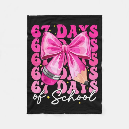 67 Days Of School Coquette Bow Six Seven Meme Teac Fleece Deken (Voorkant)