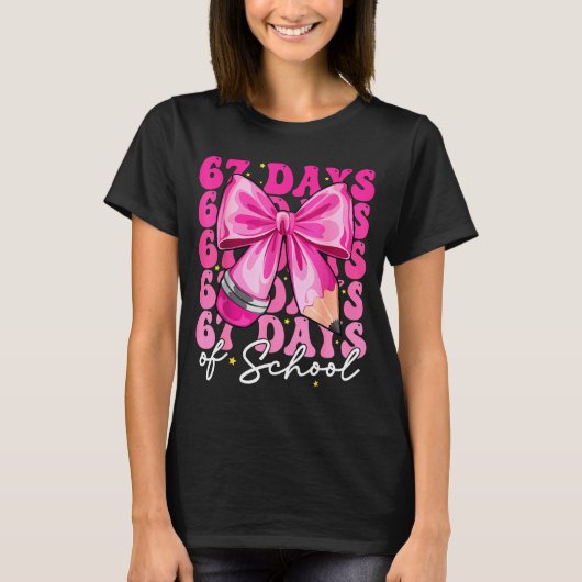 67 Days Of School Coquette Bow Six Seven Meme Teac T-shirt (Voorkant)