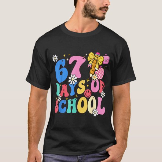 67 Days Of School Coquette Bow Students Teachers 1 T-shirt (Voorkant)