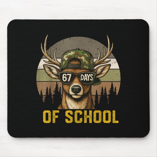 67 Days Of School Deer Hunting Boy Camo Boy Girl T Muismat (Voorkant)