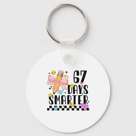 67 Days Of School Funny 67 Days Smarter Student Te Sleutelhanger (Voorkant)