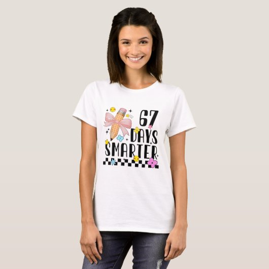 67 Days of School Funny 67 Days Smarter Student Te T-shirt (Voorkant volledig)