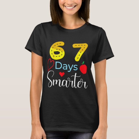 67 Days Of School Funny 67 Days Smarter Student Te T-shirt (Voorkant)