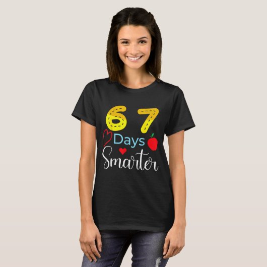 67 Days Of School Funny 67 Days Smarter Student Te T-shirt (Voorkant volledig)
