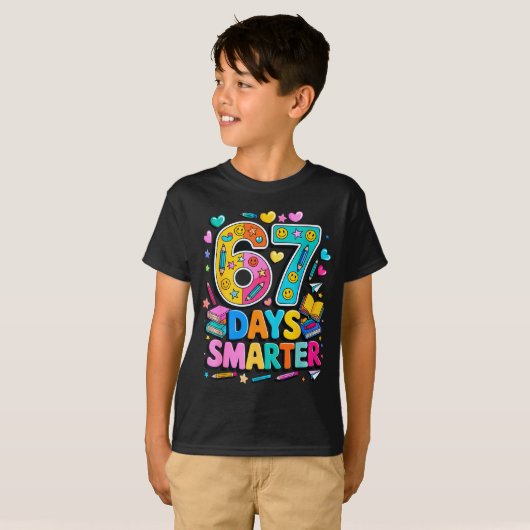 67 Days Of School Funny Meme Teacher Student  T-shirt (Voorkant volledig)