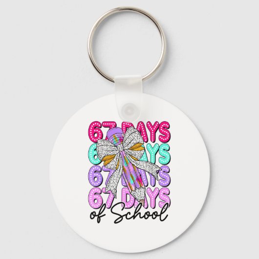 67 Days Of School Girls Coquette Bow 67th Day Of S Sleutelhanger (Voorkant)