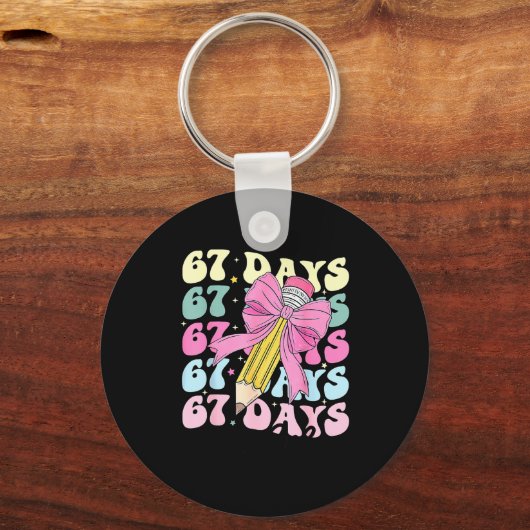 67 Days Of School Girls Coquette Bow 67th Day Of S Sleutelhanger (Voorkant)