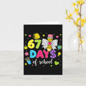 67 Days Of School Girls Coquette Bow Pencil 67 Day Kaart (Gele Bloem)