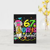 67 Days Of School Girls Coquette Bow Pencil 67 Day Kaart (Gele Bloem)