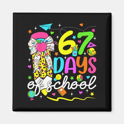 67 Days Of School Girls Coquette Bow Pencil 67 Day Magneet (Voorkant)