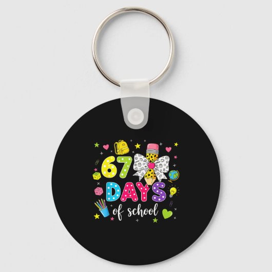 67 Days Of School Girls Coquette Bow Pencil 67 Day Sleutelhanger (Voorkant)