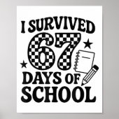 67 Days Of School Groovy Checkered  Poster (Voorkant)