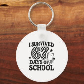 67 Days Of School Groovy Checkered Sleutelhanger (Voorkant)