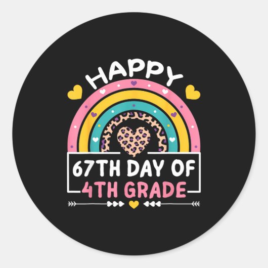 67 Days Of School Happy 67th Day Of 4th Grade Teac Ronde Sticker (Voorkant)