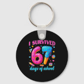 67 Days Of School I Survived Teachers Students 100 Sleutelhanger (Voorkant)