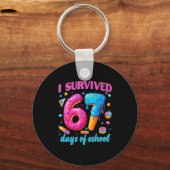 67 Days Of School I Survived Teachers Students 100 Sleutelhanger (Voorkant)