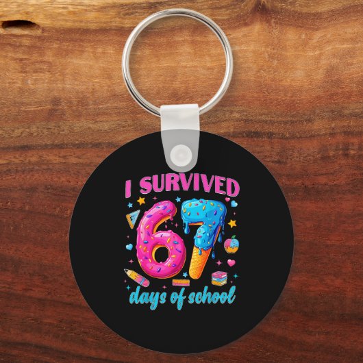 67 Days Of School I Survived Teachers Students 100 Sleutelhanger (Voorkant)