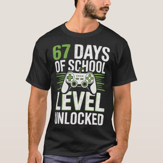 67 Days of School Level Unlocked  retro T-shirt (Voorkant)