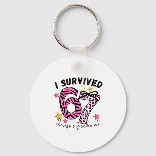 67 Days Of School Nk Leopard Girl Glam Zebra Sleutelhanger (Voorkant)