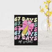67 Days Of School Pencil Coquette Bow 67th Day Of  Kaart (Gele Bloem)