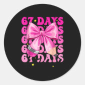 67 Days Of School Pencil Coquette Bow 67th Day Of  Ronde Sticker (Voorkant)