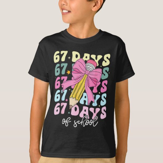 67 Days Of School Pencil Coquette Bow 67th Day Of  T-shirt (Voorkant)