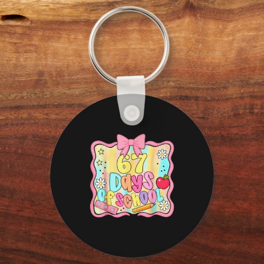 67 Days Of School Preppy 67th Day Of School Teache Sleutelhanger (Voorkant)