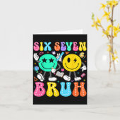 67 Days Of School Six Seven Bruh Meme Smile Face B Kaart (Gele Bloem)