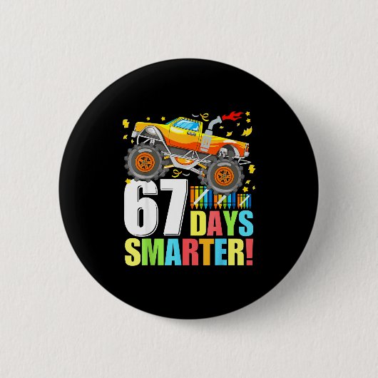 67 Days Of School Smarter Funny Six Seven Monster  Ronde Button 5,7 Cm (Voorkant)