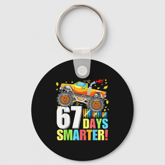67 Days Of School Smarter Funny Six Seven Monster Sleutelhanger (Voorkant)