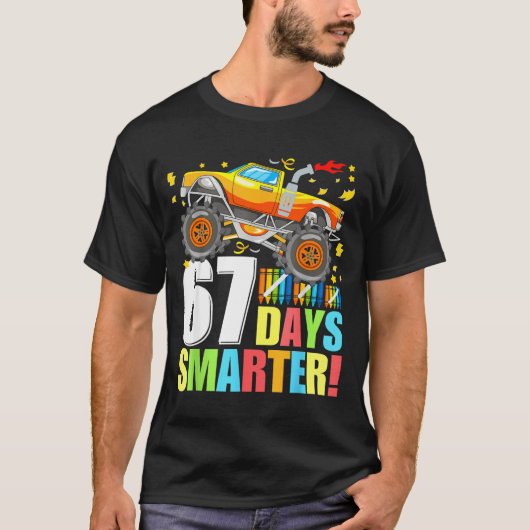 67 Days Of School Smarter Funny Six Seven Monster  T-shirt (Voorkant)
