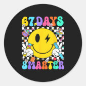 67 Days Of School Smile Face 67 Days Smarter Teach Ronde Sticker (Voorkant)