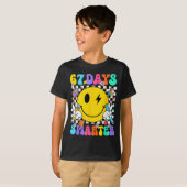 67 Days Of School Smile Face 67 Days Smarter Teach T-shirt (Voorkant volledig)