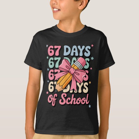 67 Days Of School Teacher Shirt Cute Preppy Cow Gi (Voorkant)