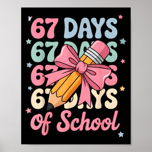 67 Days Of School Teacher Shirt Cute Preppy Cow Gi Poster (Voorkant)