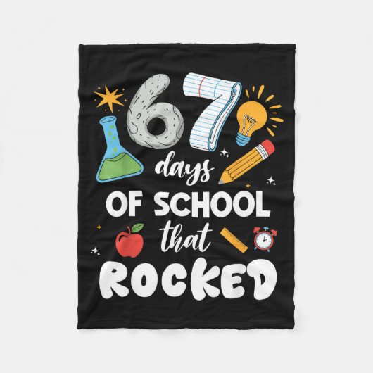 67 Days Of School That Rocked  Fleece Deken (Voorkant)
