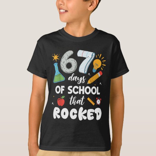 67 Days Of School That Rocked  T-shirt (Voorkant)