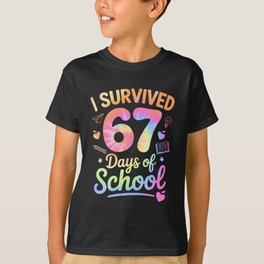 67 Days Of School Tie Dye 67th Day Of School Six S T-shirt (Voorkant)