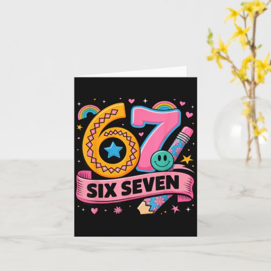 67 Days School 67 Six Seven Funny 67 Teachers Stud Kaart (Gele Bloem)