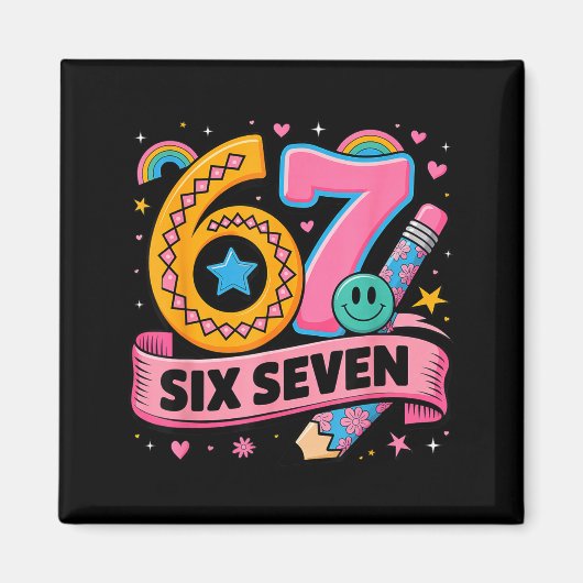 67 Days School 67 Six Seven Funny 67 Teachers Stud Magneet (Voorkant)