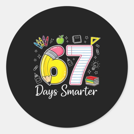 67 Days Smarter 67th Day Of School For Teachers An Ronde Sticker (Voorkant)