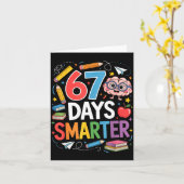 67 Days Smarter 67th Day Of School Teacher Kids Bo Kaart (Gele Bloem)
