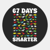 67 Days Smarter Dinosaur Kids 100 Days Of School 6 Ronde Sticker (Voorkant)