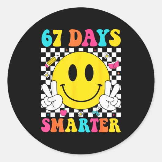 67 Days Smarter Funny Six Seven 6 7 Meme Gen Alpha Ronde Sticker (Voorkant)