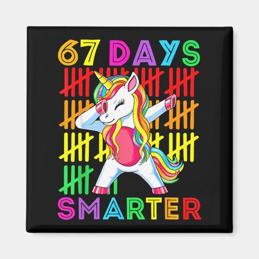 67 Days Smarter Kids Girls Unicorn 67th Day Of Sch Magneet (Voorkant)