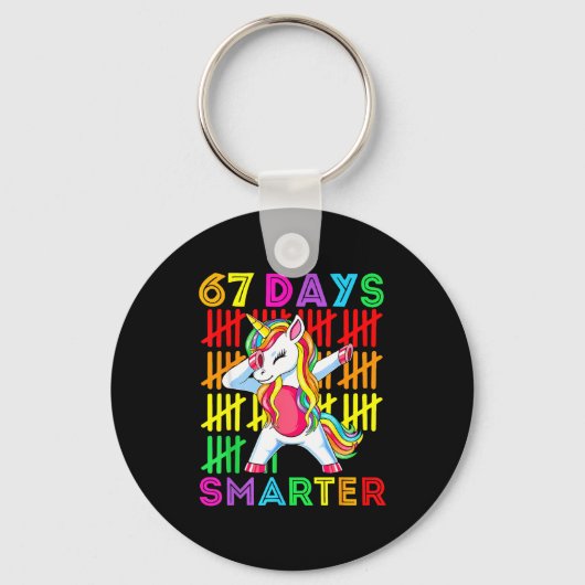 67 Days Smarter Kids Girls Unicorn 67th Day Of Sch Sleutelhanger (Voorkant)