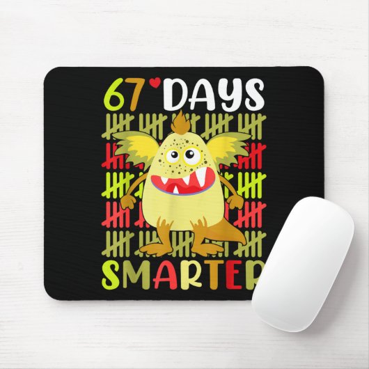 67 Days Smarter Little Monster 67th Day School Gir Muismat (Met muis)