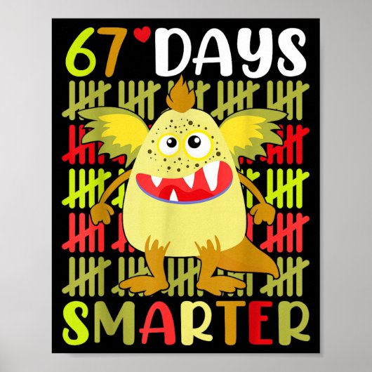 67 Days Smarter Little Monster 67th Day School Gir Poster (Voorkant)