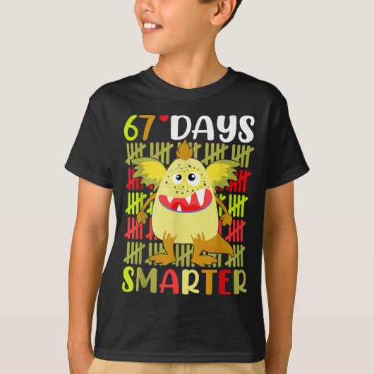 67 Days Smarter Little Monster 67th Day School Gir T-shirt (Voorkant)